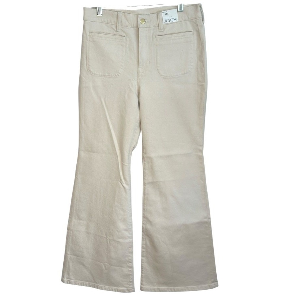 J Crew Re-Imagined '96 Denim Flare Pants Ecru High Rise 29P Boho Festival NWT
